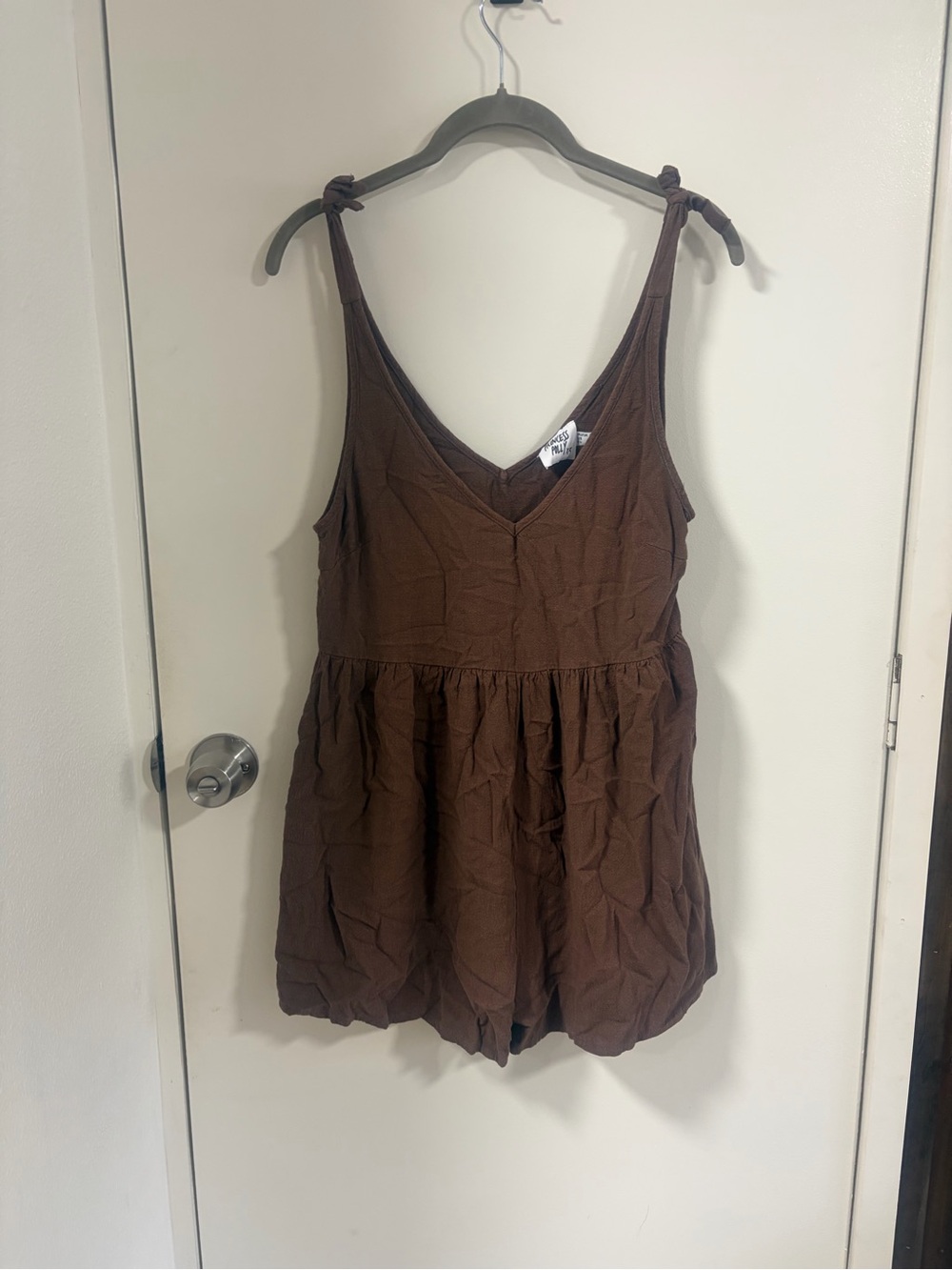 Princess Polly Brown V-Neck Tie-Strap Women's Romper